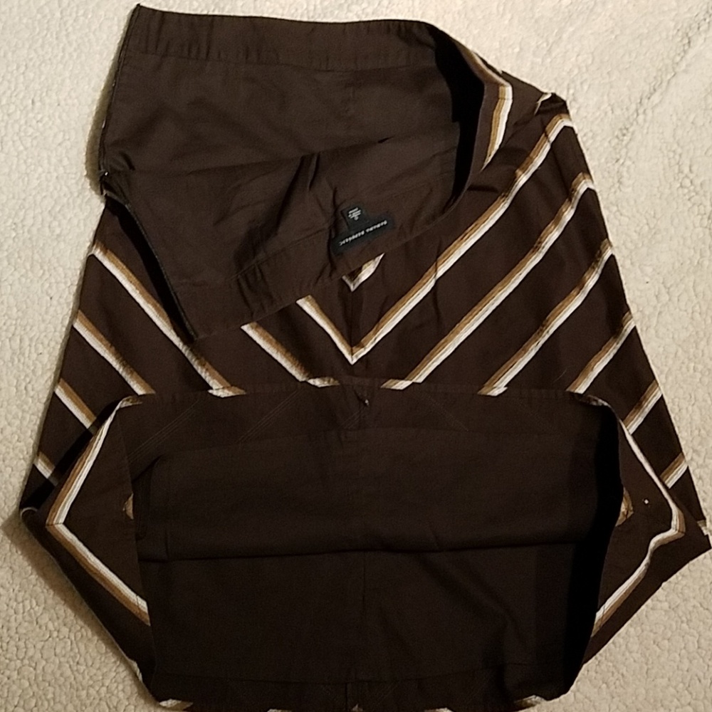 Banana Republic Brown Lined Chevron Skirt Sz 0 - Picture 3 of 5